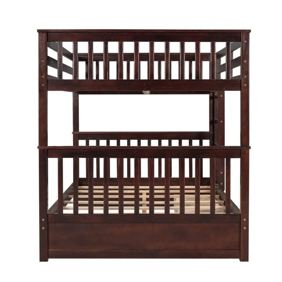 Full-Over-Full Bunk Bed with Ladders and Two Storage Drawers Espresso (OLD SKU:LT000365AAP)