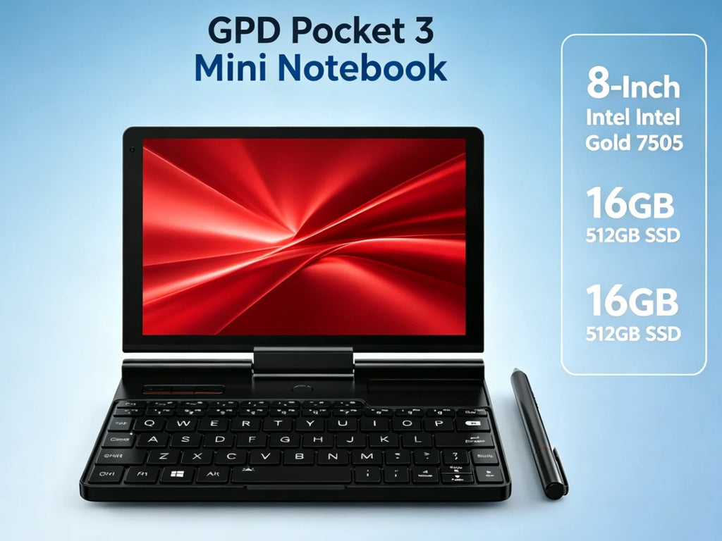 Popular High-end Modular Handheld Computer,GPD Pocket 3 Mini Notebook, 8 Inch Intel Gold 7505, 16GB 512GB SSD,