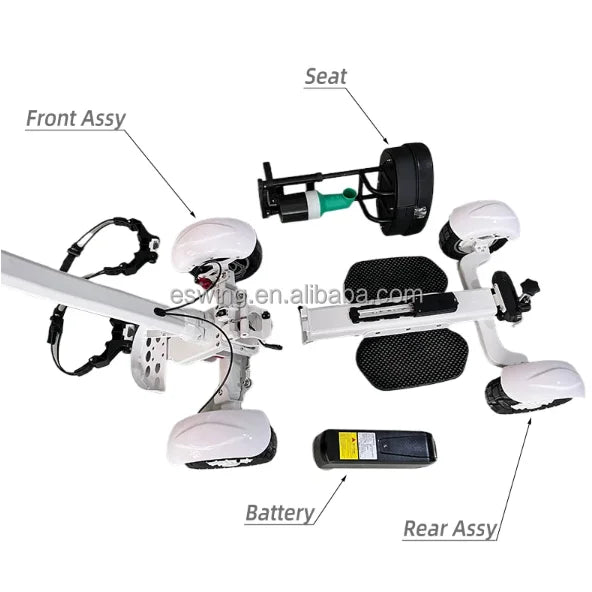2025 Popular Professional Golf Caddy 2400w Single 4 Wheels Folding Electric Scooter Golf Cart