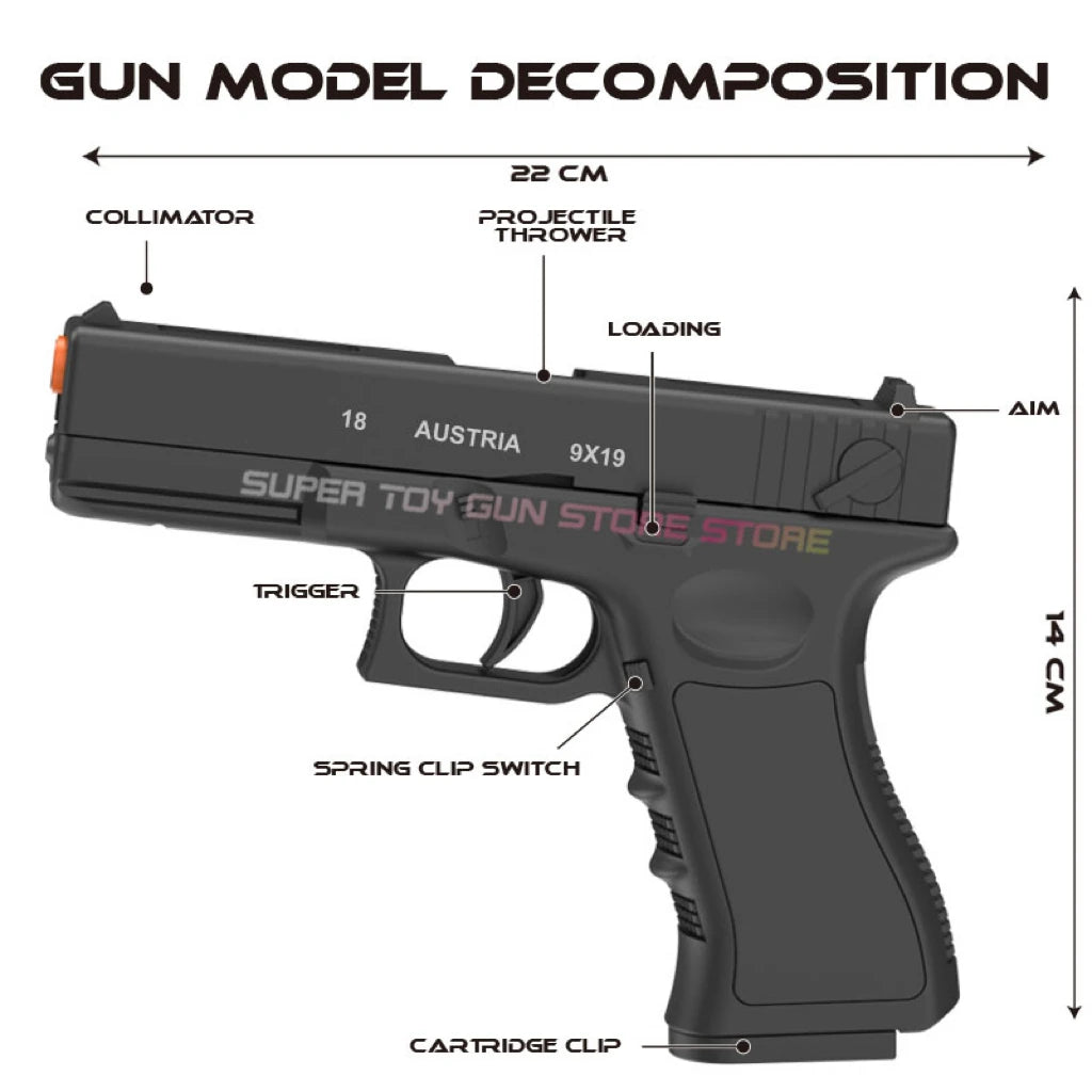 Magazine G18 Manual Pistol Foam Soft Ball Bullet Toy Gun Airsoft Launcher CS Shooting Games Weapons For Kids Boys Gift