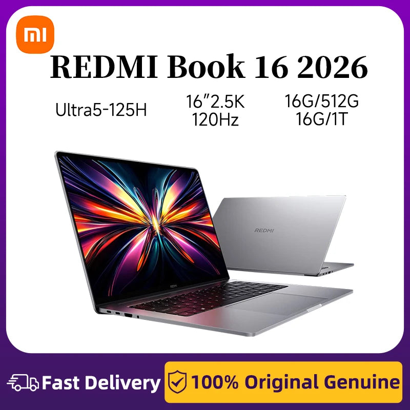 Xiaomi Redmi Book 16 2026 Intel Core Ultra 5 125H / 16GB / 32GB / 512GB / 1TB / 2TB  LPDDR5X 7467MT/s  2.5K 120Hz Laptop