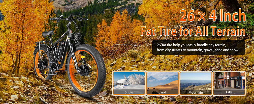 26 Dual Motor Electric Bike for Adults, 5000W Peak 210NM 40-46MPH Fast E-Bike, 52V 25AH Motorcycle, 32-90 Miles, 26