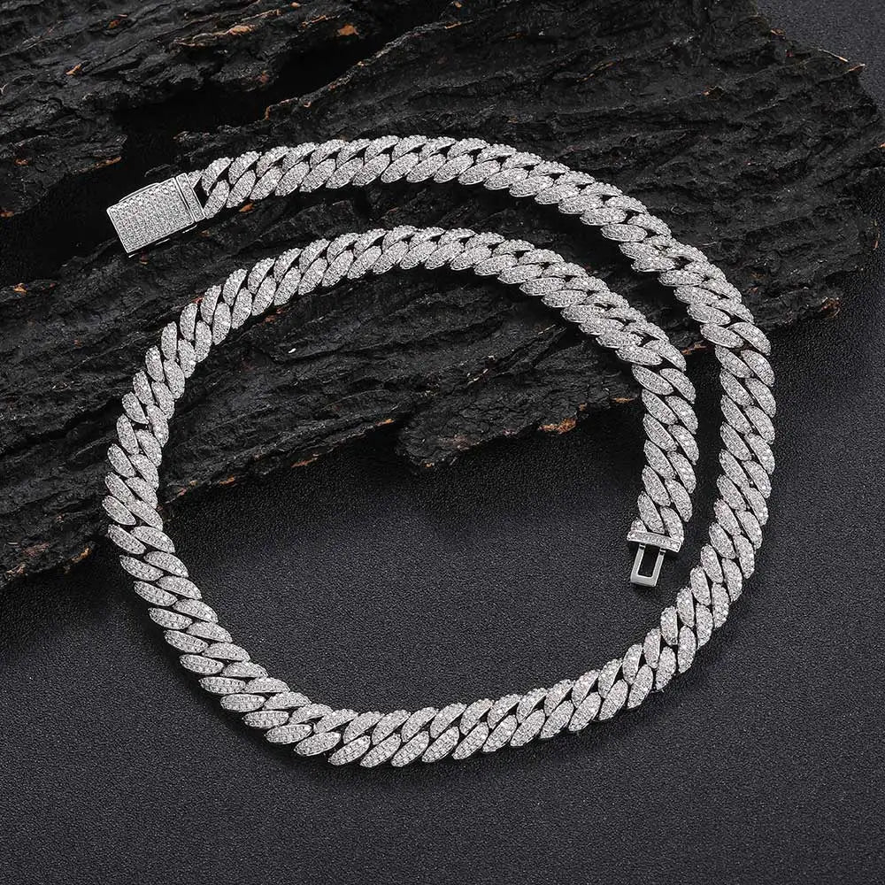 10mm Hip Hop Cubic Zircon CZ Iced Out Bubbles Cuban Link Chain Necklace For Men Women Jewelry Birthday Gift