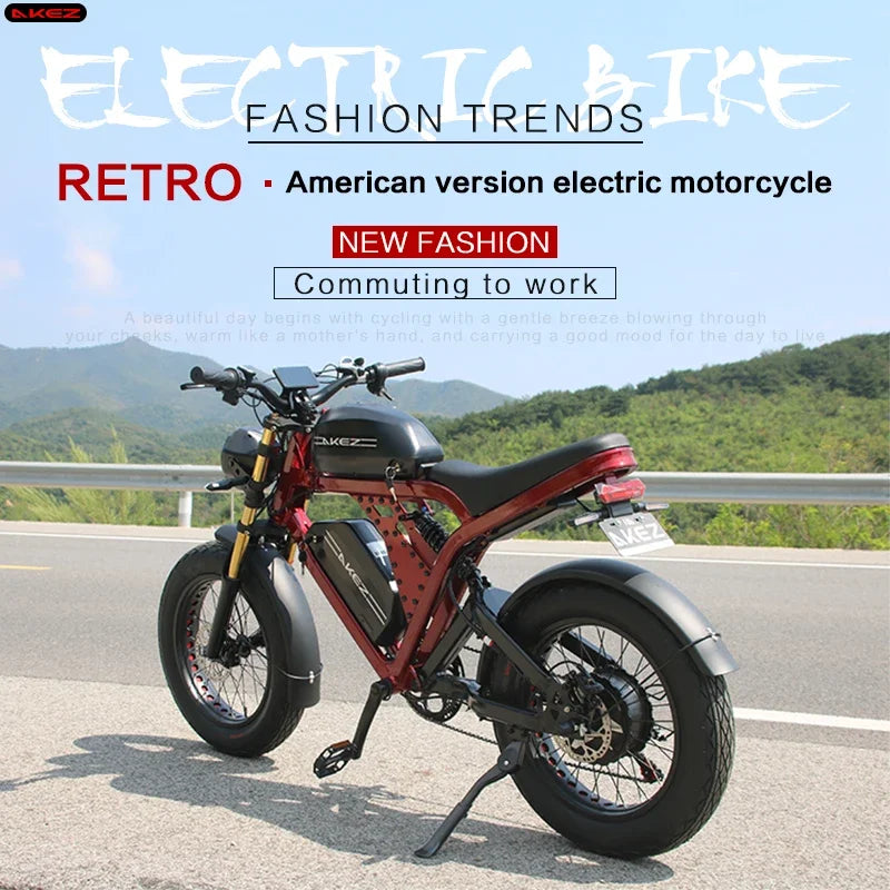 US Warehouse AKEZ 1500W 52V 55Ah Electric Bike, Aluminum Alloy Adult E-Bike, Wholesale Supply