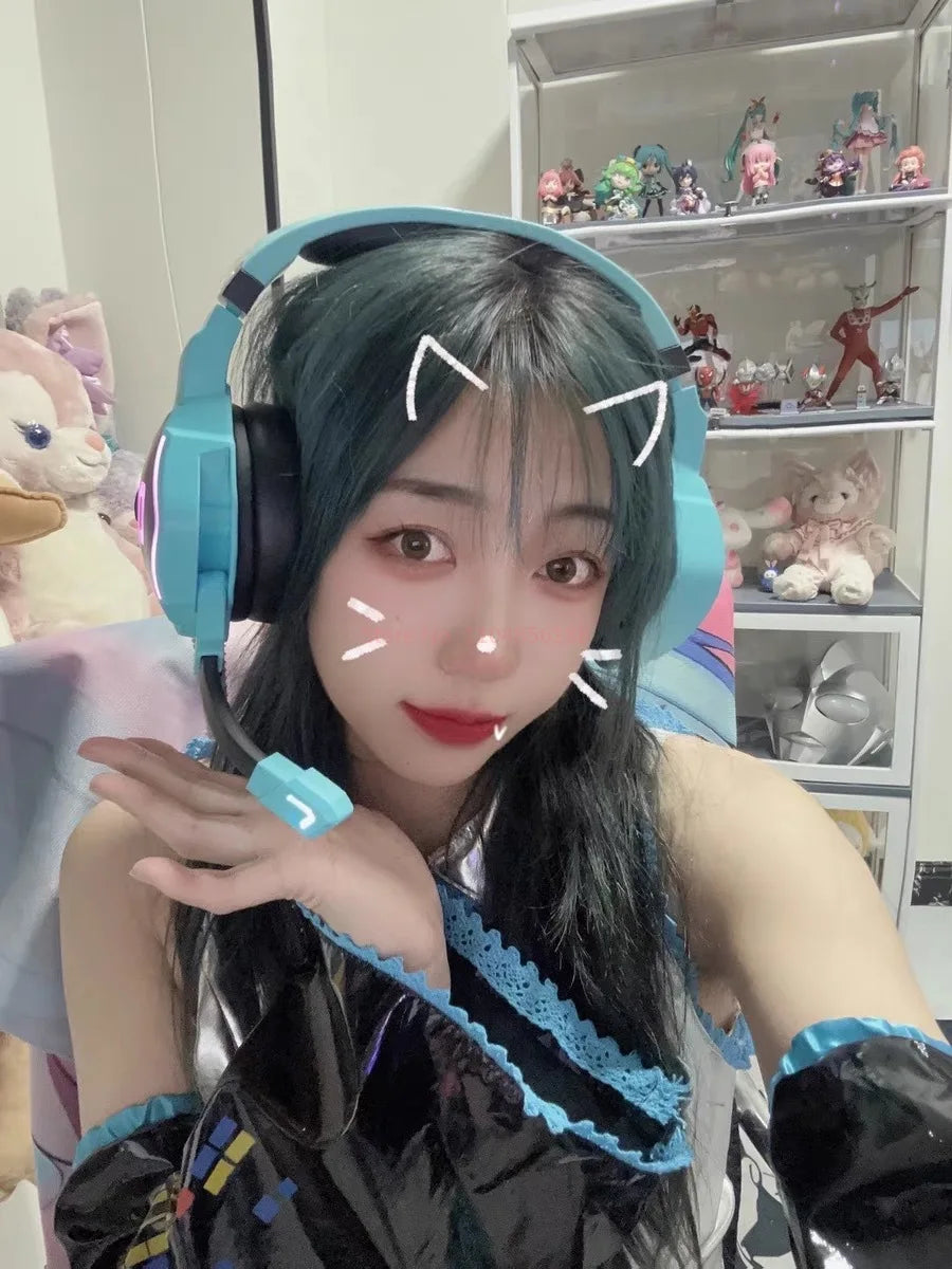 Hot Moeyu Hatsune Miku Esports Heart Series Anime Esports Headset Mechanic Surround Sound Wired Headset Christmas Gift Toy