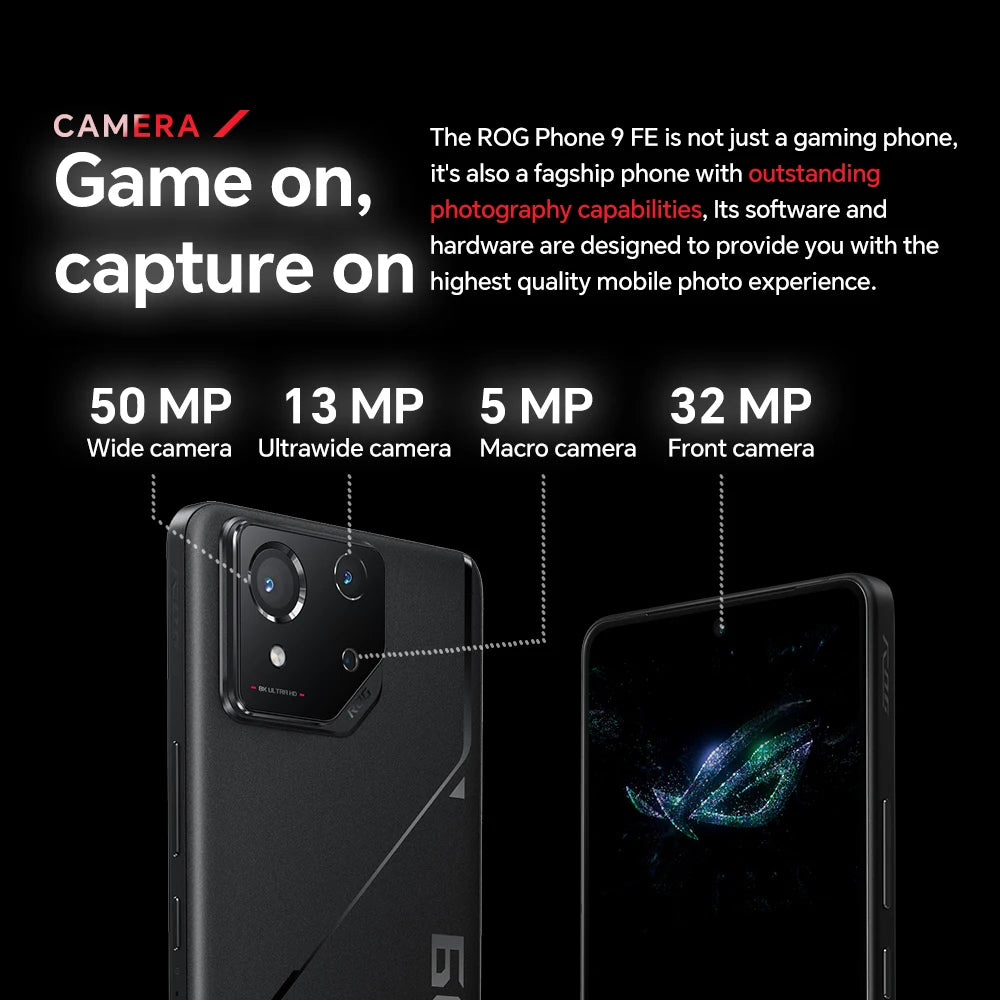 2025 New ASUS ROG Phone 9 FE 5G Gaming Phone Snapdragon 8 Gen 3 6.78" 185Hz E6 AMOLED Display 50MP Sony IMX890 65W HyperCharge