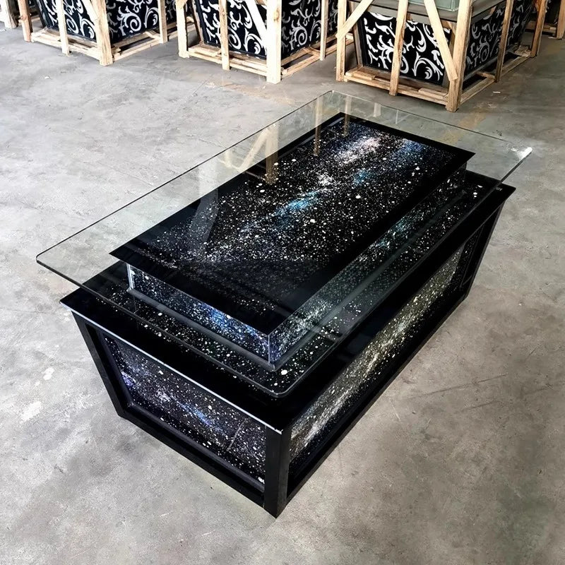 Luminous Tempered Glass Coffee Table Custom Color Size Coffee Table Display Design salon Wohnzimmer Tisch Home Accessories