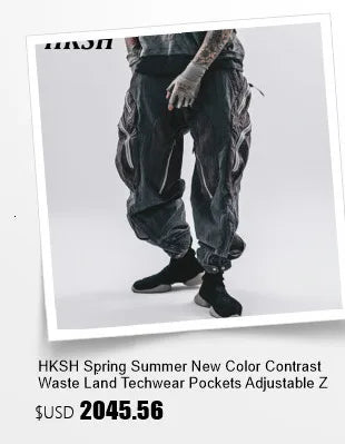 HKSH Summer New Men Dark Tide Youthful Original Design High Street Fashion Punk Pocket Hooded Chic Tie-Dye Loose Vest Ins HK5741
