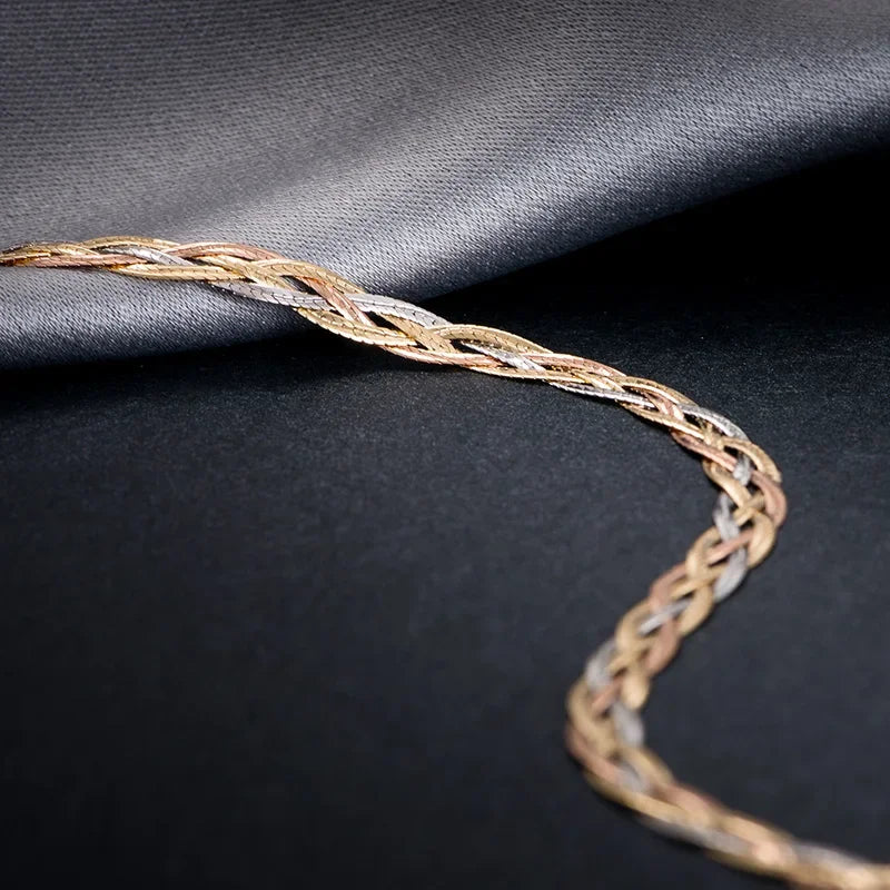 18k Gold Necklace New Weaving Wide Chain Unisex Women Men Girl Party Wedding Jewelry Trendy Hot Sale 2025 New Good Real 750 nice