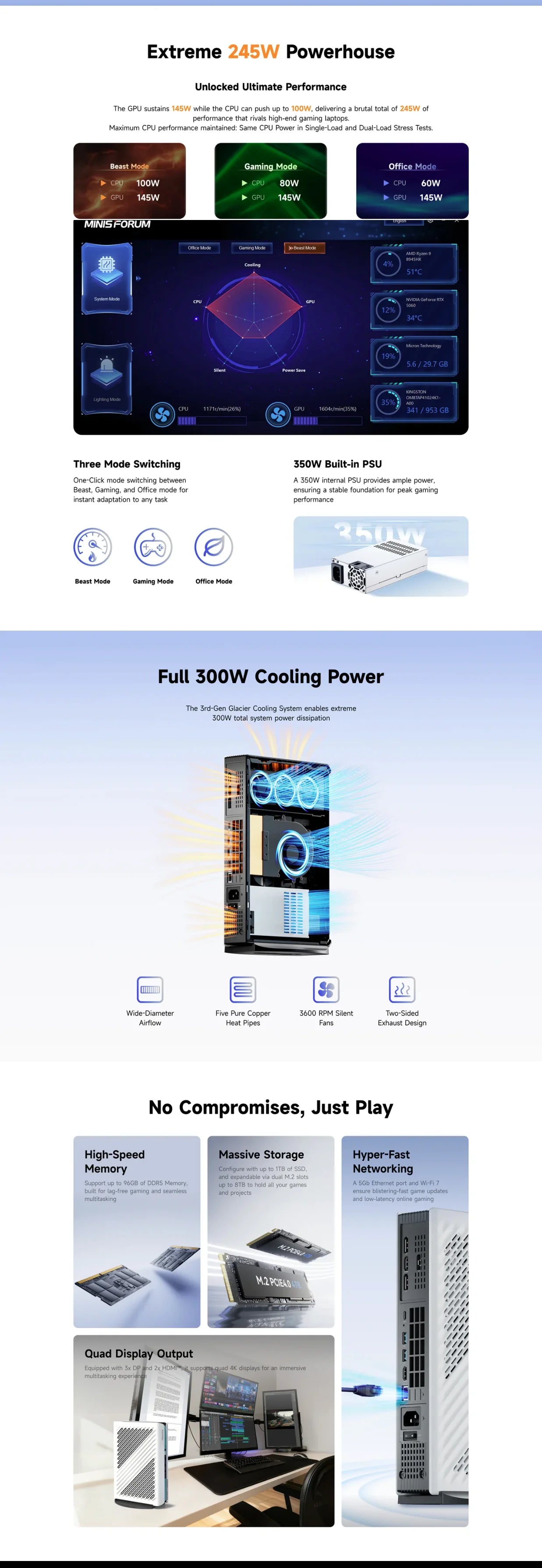 MINISFORUM G1 Pro Mini PC with Ryzen R9-8945HX & RTX5060 GPU, High-Performance AI, Gaming, Design Desktop, OpenClaw Ready