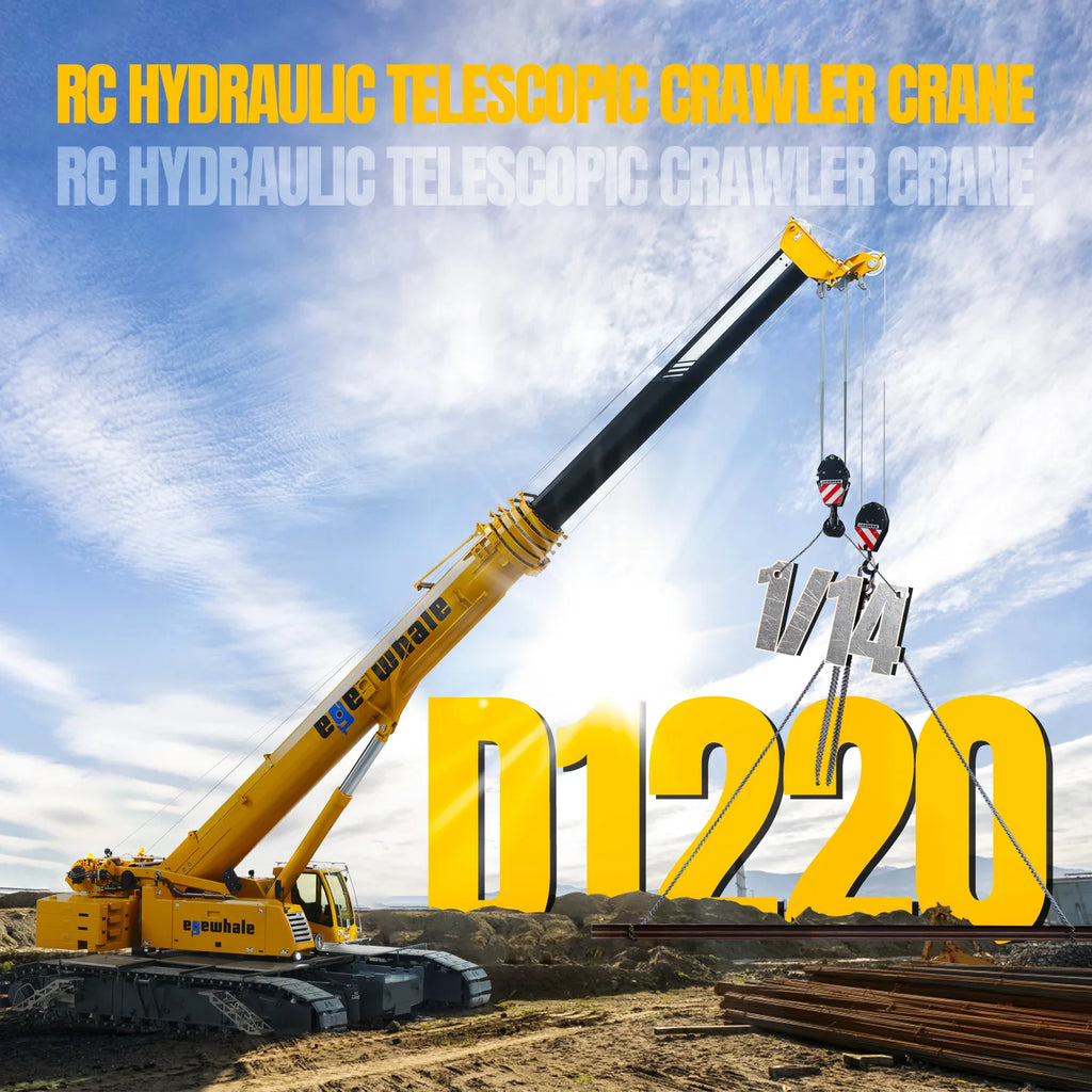 D1220 1:14 RC Hydraulic Telescopic Crawler Crane Heavy Duty Tracked Remote Control Crane Truck Construction Cars Machine Models