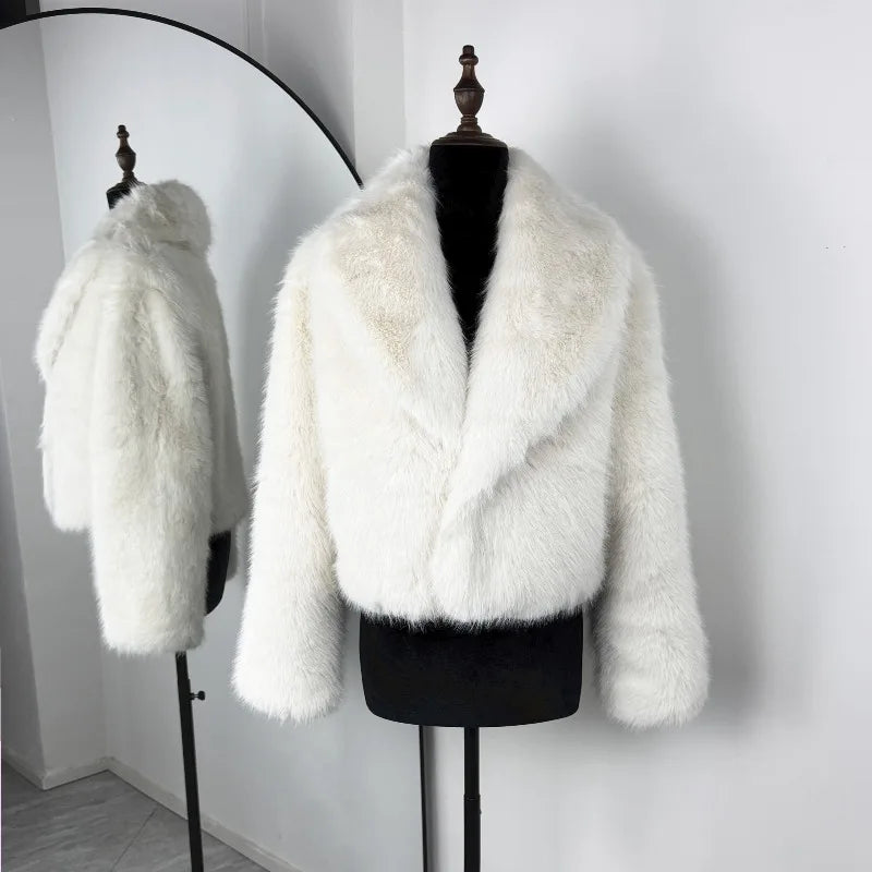 Tossy Winter Fashion Fur Feather Outwear For Women Lapel High Waist Warm Loose Long Sleeve Commute Coat Female Fur Feather 2025