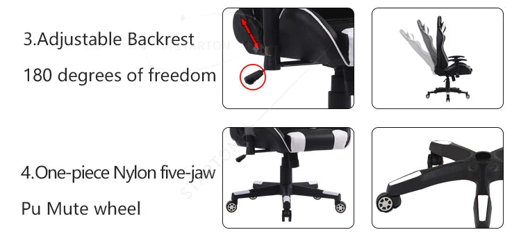 Free Sample Pc Office Racing Computer Scorpion Reclining Leather Autofull Gamer Dropshipping Led Gaming Chair With Footrest