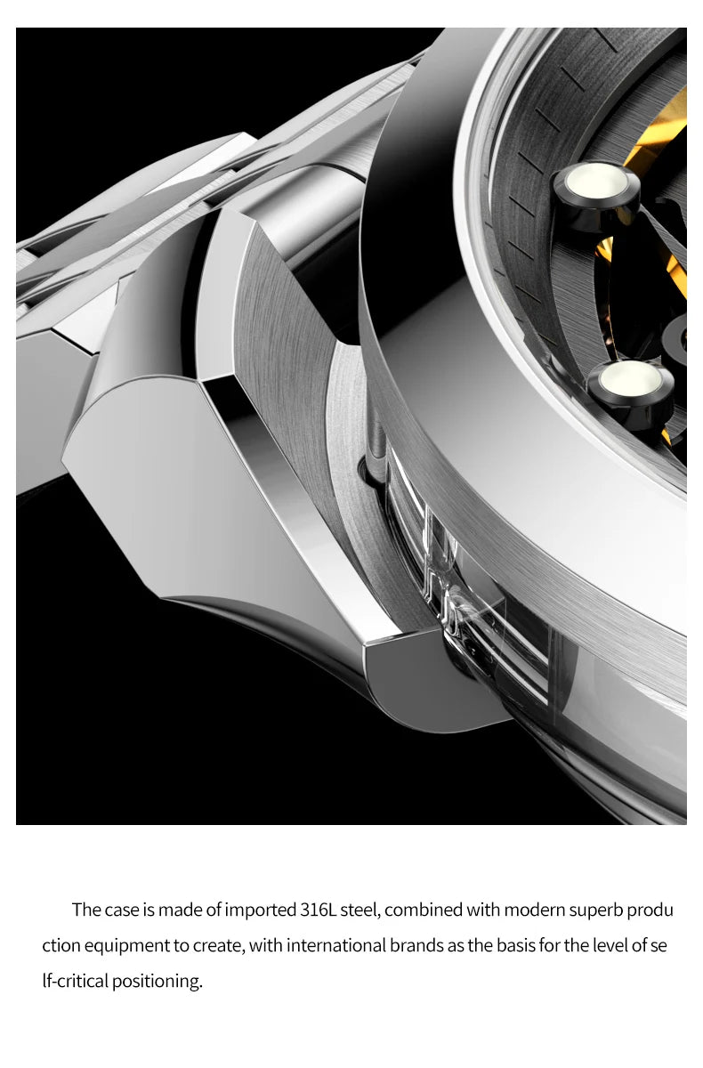 Ideal Knight Automatic Mechanical Watch for Men Hollow out Spider Design   Flywheel Movement Sapphire Mirror Men's Watches