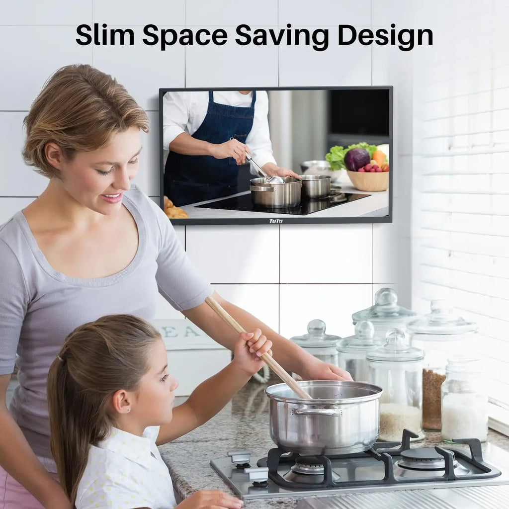 24 Inch TV with DVD Player Built-in, 720P HD LED Small Flat Screen TV with 3 HDMI, USB, Optical VGA, Non-Smart TV or Monitor