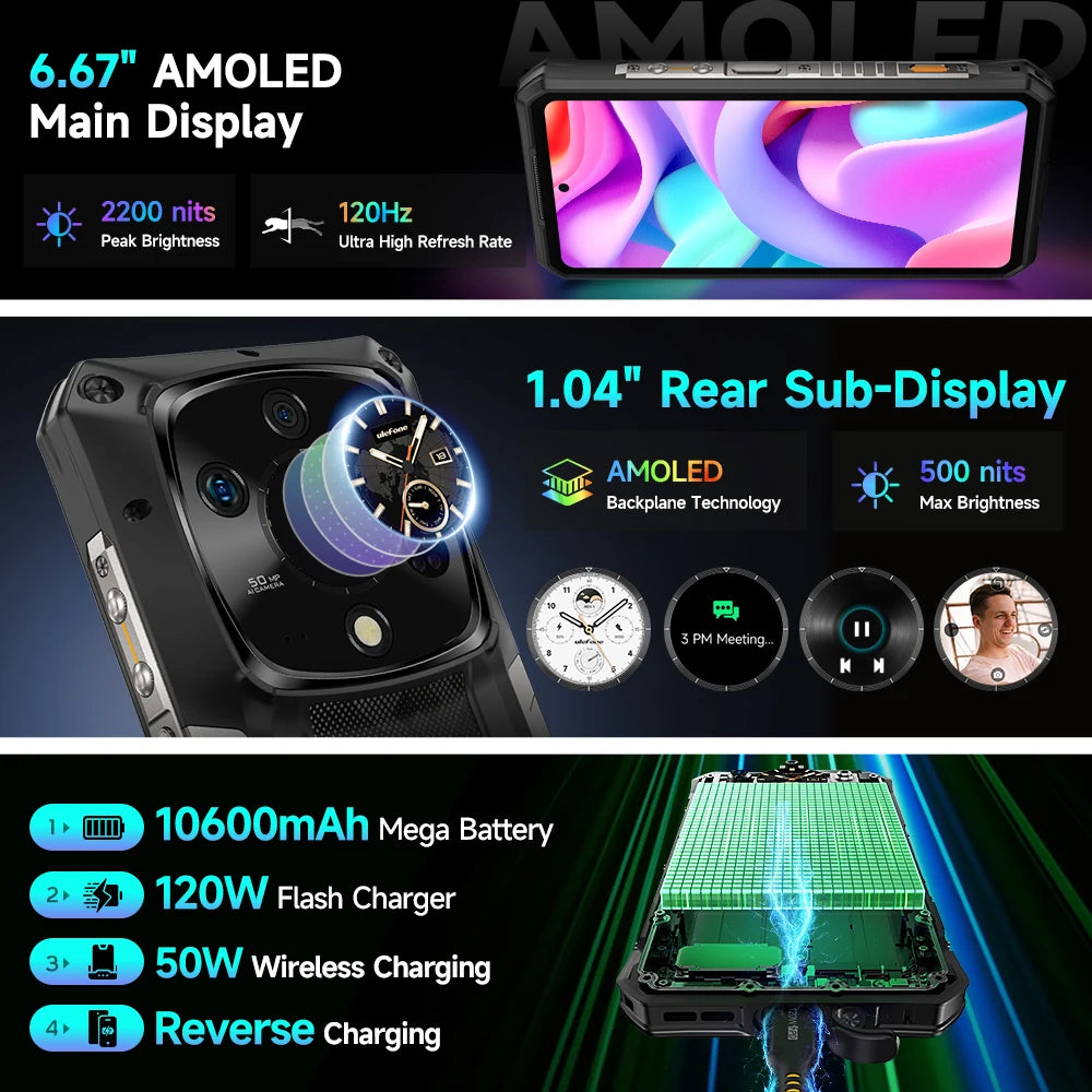 【Ships from US 】Ulefone Armor 28 Ultra 5G AI Rugged Phone 1TB ROM+32GB RAM Android Smartphone AMOLED 6.67" 10600mAh Mobile pho