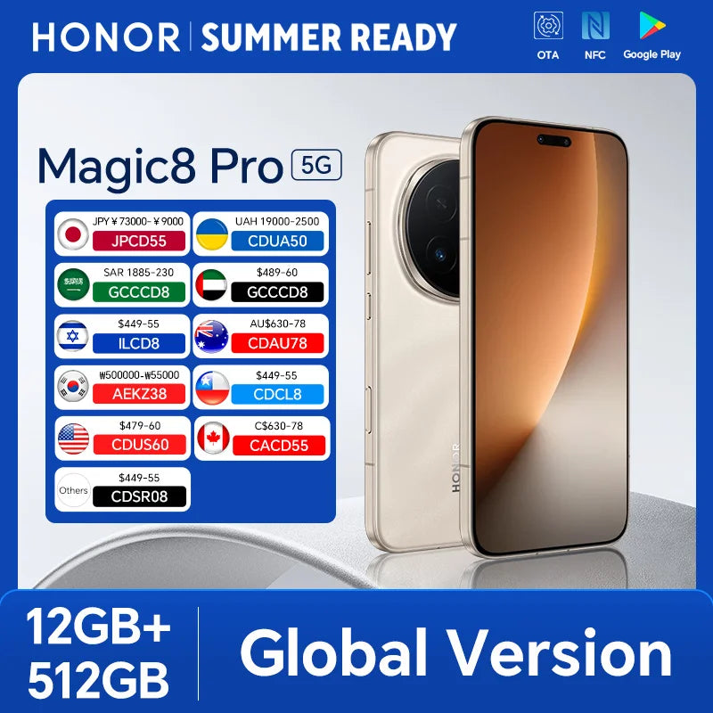 2026 New HONOR Magic8 Pro Global Version 12GB+512GB 6.71'' 120Hz OLED Screen 200MP Cameras 7100mAh 100W SuperCharge Android 16