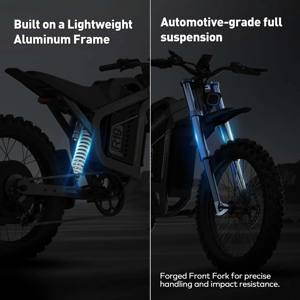 Coswheel R19 Electric Bike 6000W Motorcycles 72V 40AH Battery Dirt Mountain Bike Lightweight Off-Road EBike For Adult