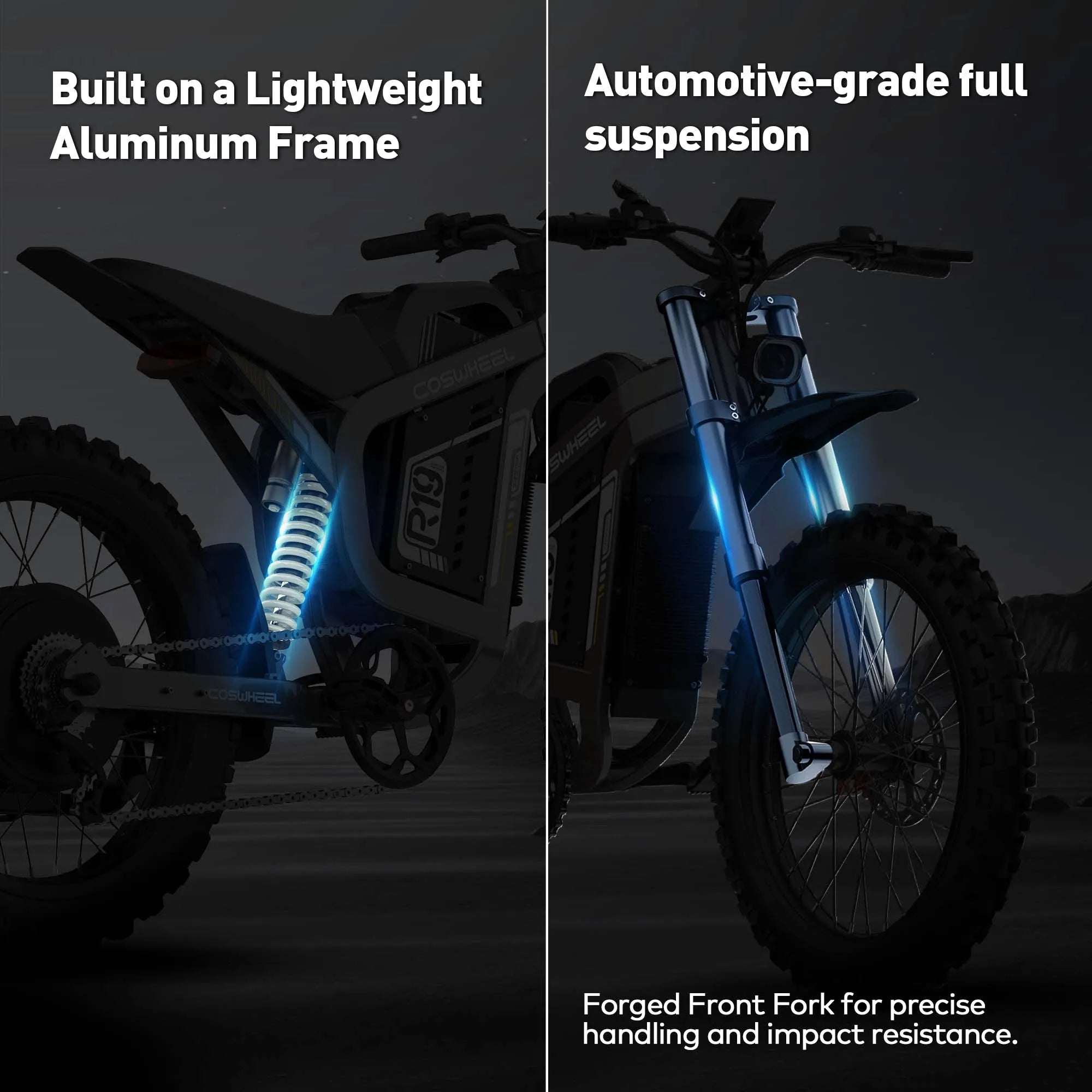 Coswheel R19 Electric Bike 6000W Motorcycles 72V 40AH Battery Dirt Mountain Bike Lightweight Off-Road EBike For Adult