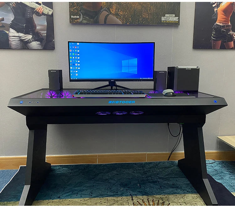 btooer Computer Case All-in-One Desk Cool Sci-fi Water Cooling Irregular Built-in Fully Transparent Large Case E-sports