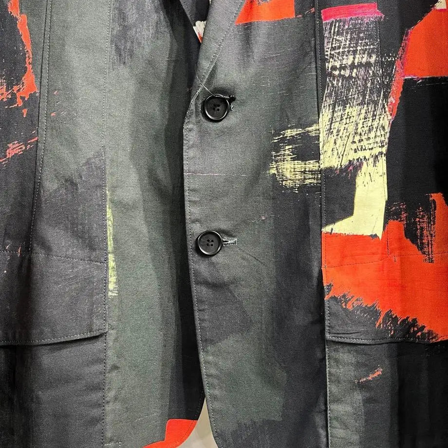 TOP-YAMAMOTO ® Trendy Printed Suit Men's Single-Button Collar Casual Jacket Unique Design Style