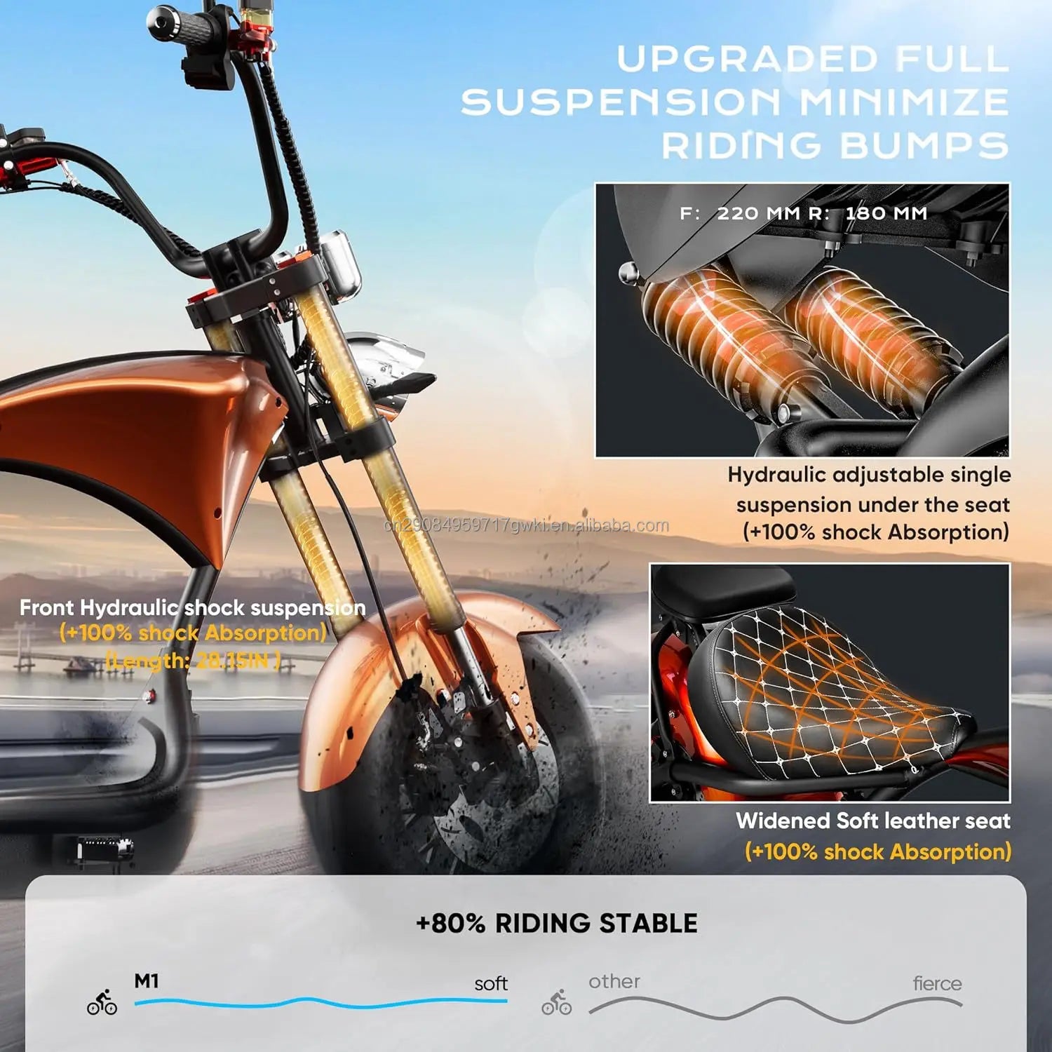 Custom 2000W 2 Seaters Electric Motorcycle Chopper Street Mopeds Motor Bike 60V 12-45Ah Long Range