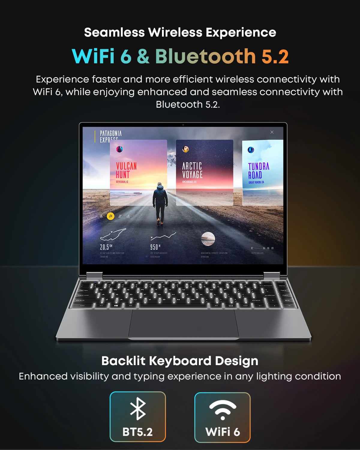 CHUWI FreeBook 2-in-1 Laptop IntelN150 13.4'' Touch 2.5K Screen 16GB LPDDR5 RAM 512GB SSD WiFi6 BT5.2 Convenient Office Notebook