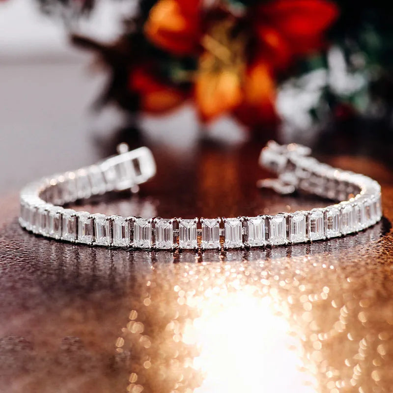 Provence Everyday Tennis Bracelet 16.5cm KGold Emerald cut DEF/VS Lab Diamonds Luxury Bangles Fine jewelry for Women Men Custom