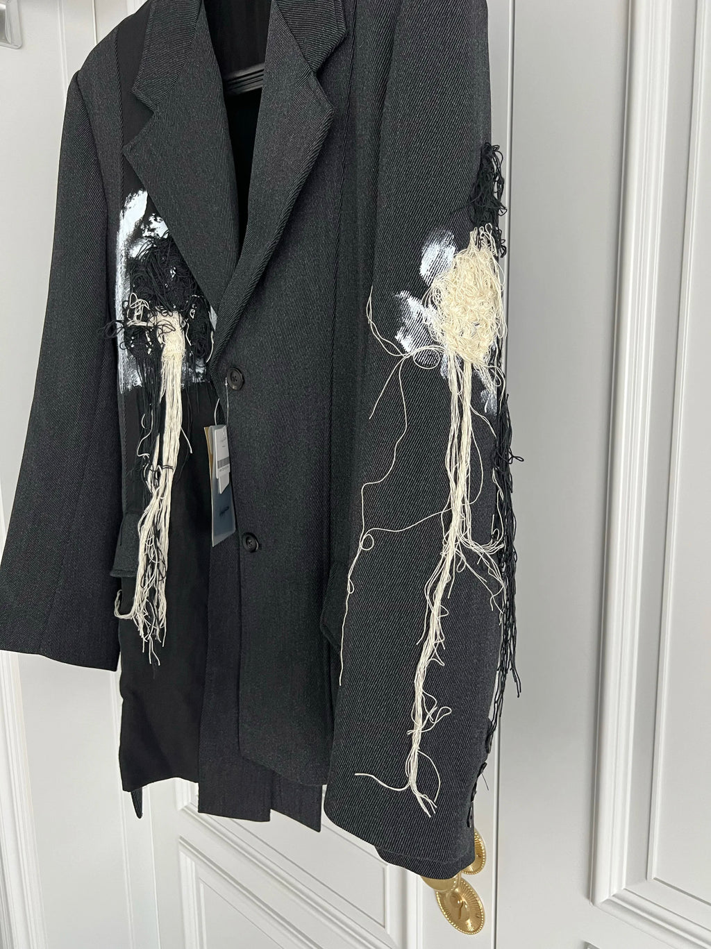 TOP-YAMAMOTO original design hand-embroidered, painted and thickened woolen patchwork suit