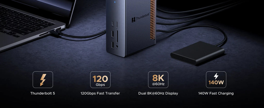 UGREEN Thunderbolt 5 Docking Station 8K60Hz 120Gbps 2.5GbE RJ45 SD&TF 3.5mm for MacBook Laptop Dell XPS Razer Blade 18 USB-C HUB