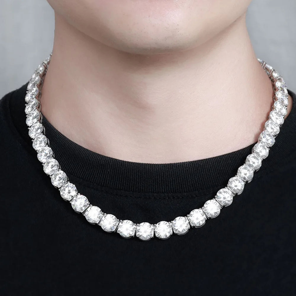 Butterflykiss Luxury Unisex 10mm Total156/236CT  Moissanite Tennis Necklace Full Moissanite Chain S925 Silver For Men Women Gift