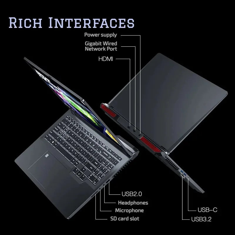 Type-C Full Function Intel I9-12900H I7-13620H NoteBook PC GeForce RTX 3060 RTX4060 FHD 16" DDR4 3200MHz Laptop 2 Mega For Game