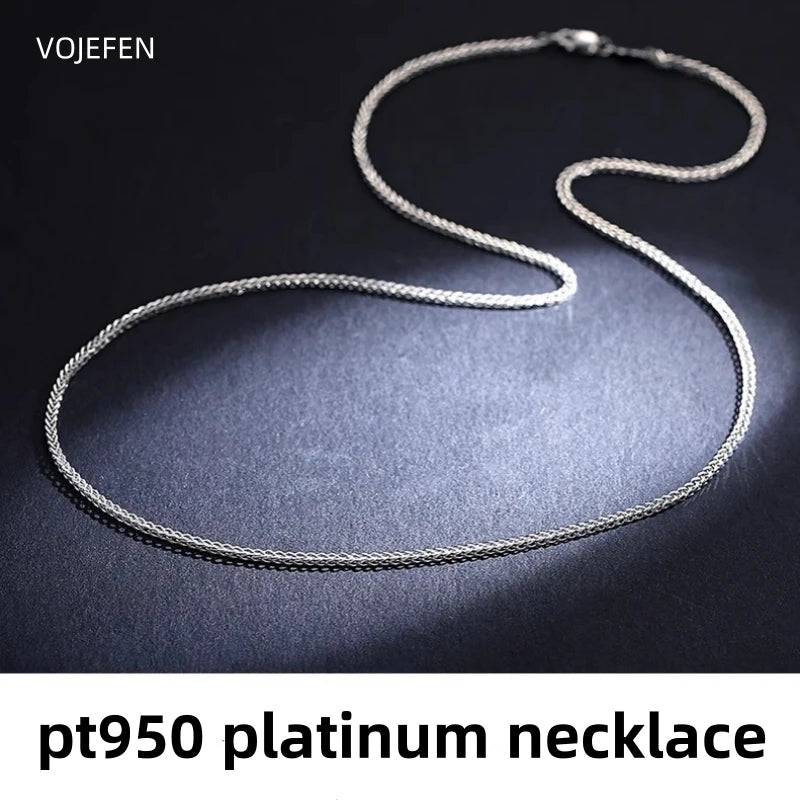 VOJEFEN Pt950 Chopin Necklace Jewelry Platinum Rope Chain Women/Men Neck Chains Luxury Long Choker Accessories Certified