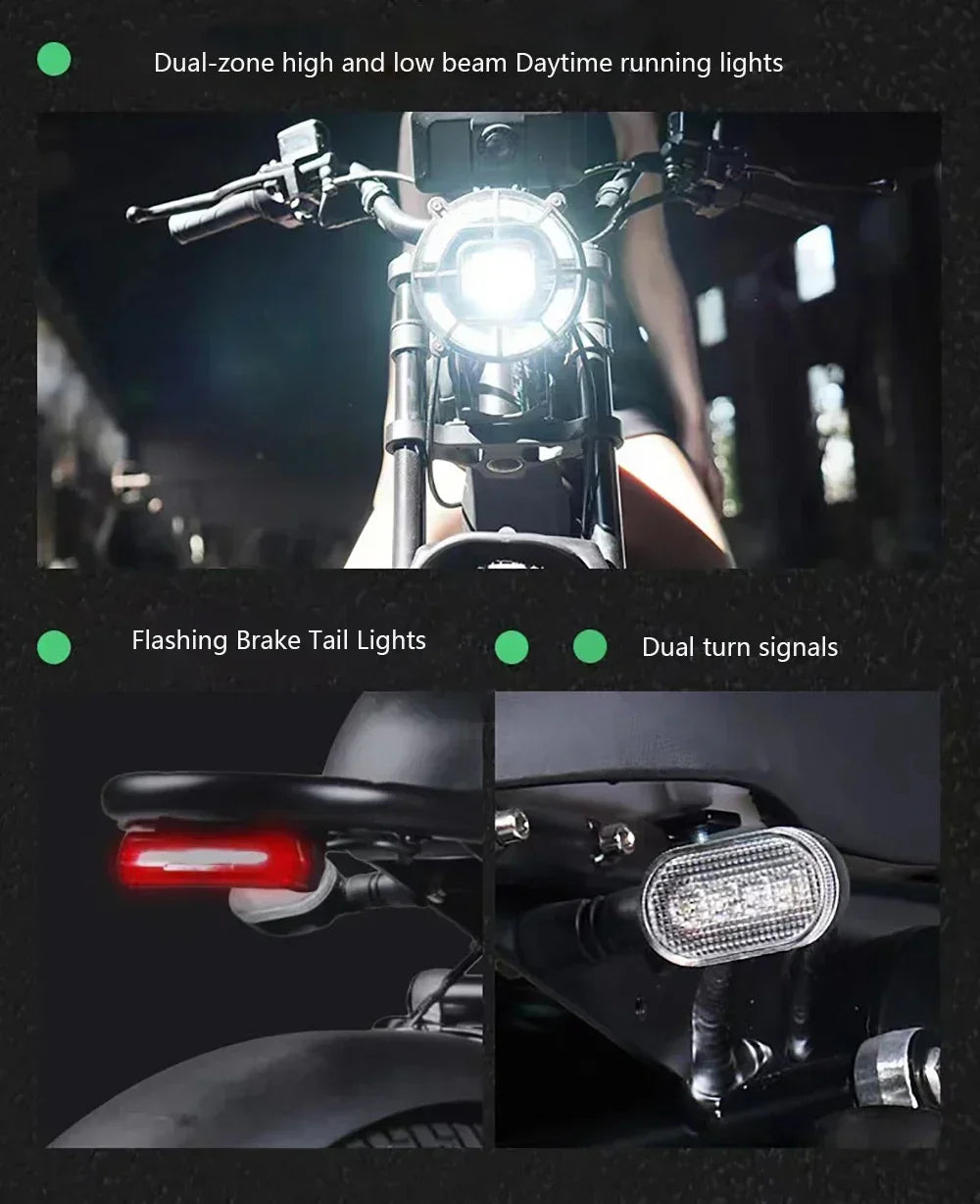 Ebike ZPW Black Warrior 3000W 60V 45AH Camping Motorcycle, Adult Electric Bike 20 Inch Fat Tire Electric Bike