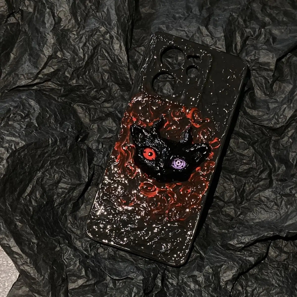 Naruto peripheral Sasuke Sharingan Itachiiiphone16proamx mobile phone case animation handmade luminous Sasuke mobile phone case