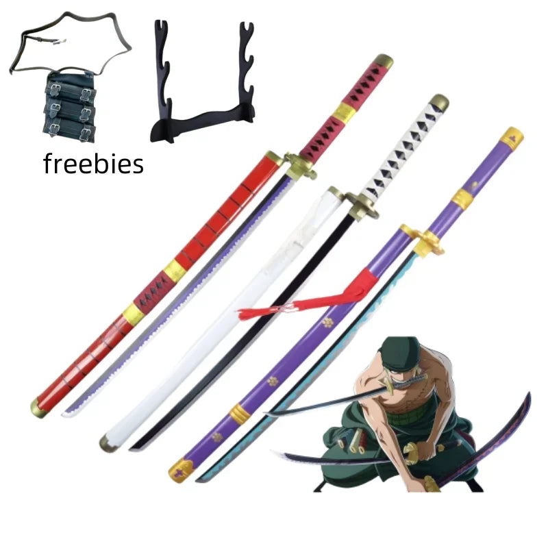 40incn Roronoa Zoro Katana Ninja Knife Sword Anime Cosplay Costume Zoro Real Size Japanese Katana Original Samurai Sabre Gift