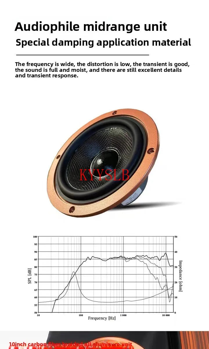 400W Dual 10-inch High-power Floor-standing Speakers Carbon Fiber Units High-fidelity Passive Speakers Home Front Audio 4ohm