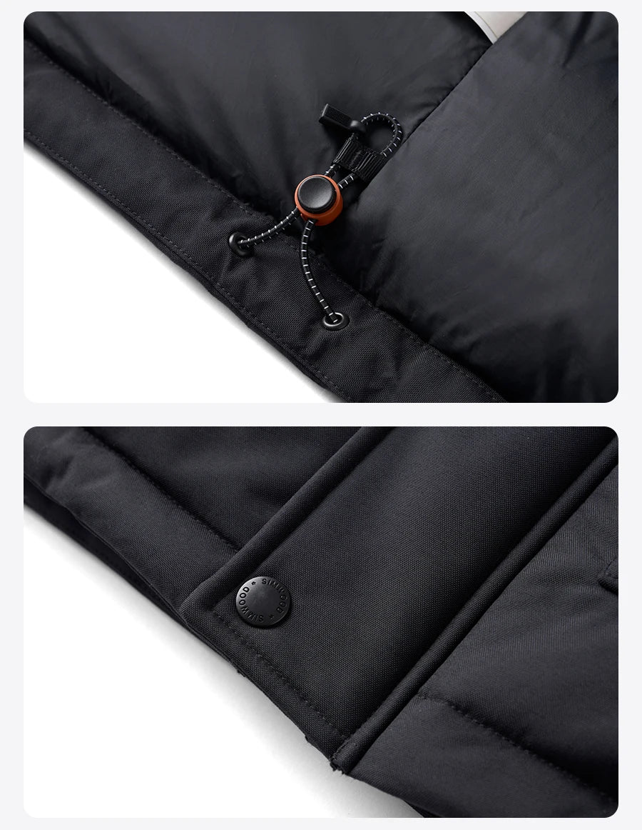 SIMWOOD 2026 Spring Winter New 90% White Goose Down Coats Men Warm Hooded Outdoor Water-repellent Quality Jackets