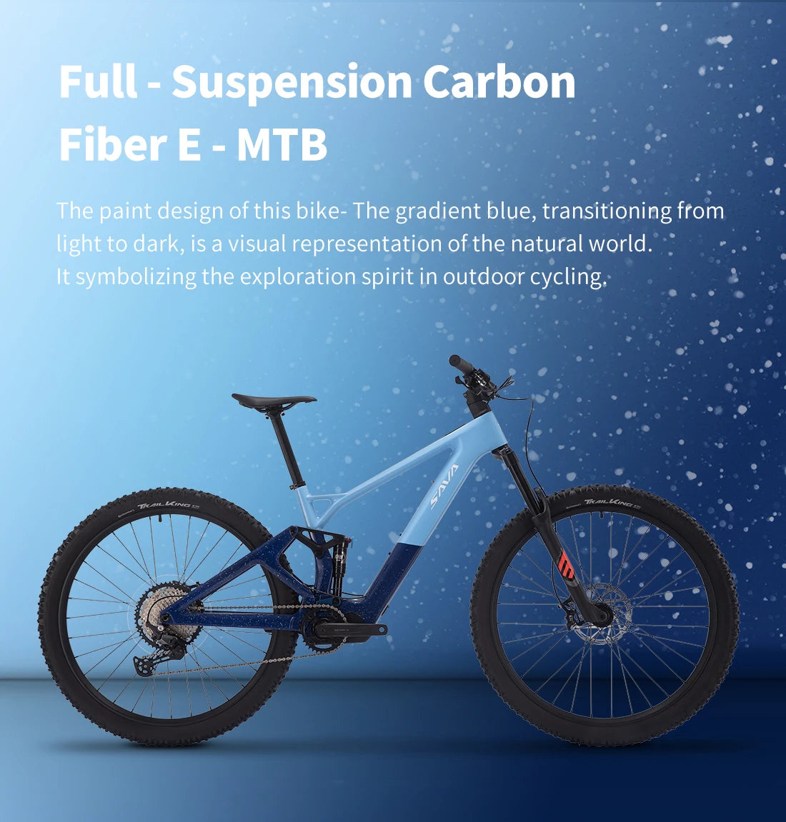 SAVA E-BIKE Mountain Bike 36V 10Ah Full-Suspension Carbon Fiber Mountain Bike 70km Range 12-Speed Electric-Assist Mountain Bike