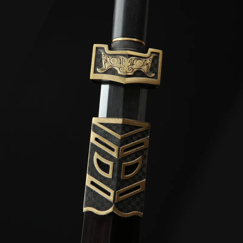 Chinese Kongfu Ruyi Jian Sword Folded Damascus Steel Blade Real Full Tang Sharp Ready Battle Metal Handle Taichi Swords Katanas