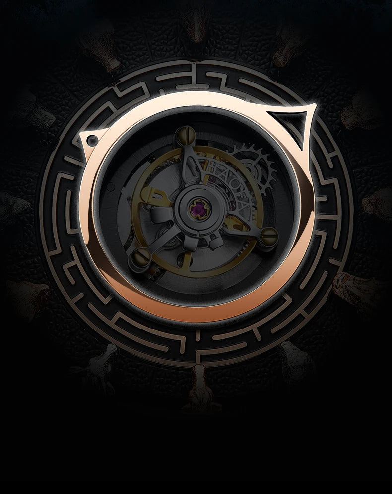 Haofa Center Tourbillon Watch 3D Chinese zodiac Animal Sculpture Manual Tourbillon Sapphire Waterproof Limited Watches Men 2000