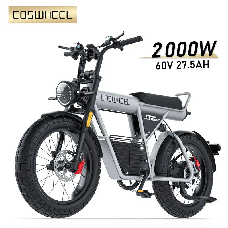 Electric Bicycle CT20S E-Mountain Bike for Adult 60V 27.5Ah Battery Double Hydraulic Disc Brakes 20*5.0 Fat Tire Off-Road E-bike