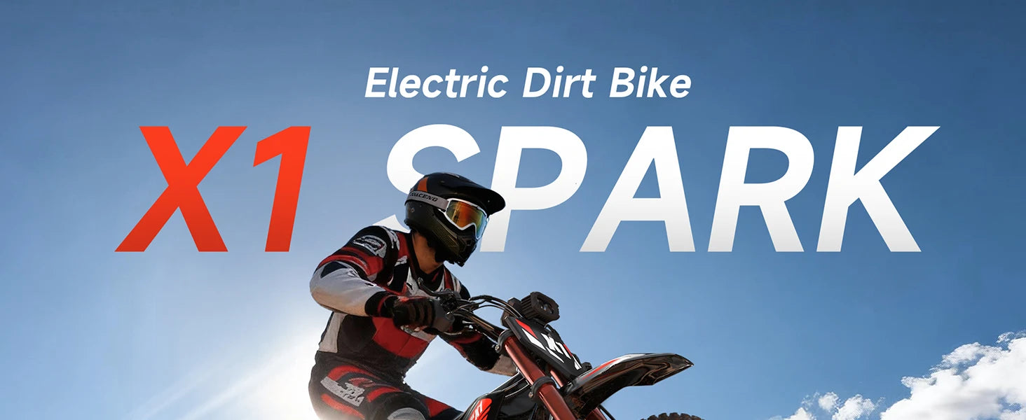QRONGE X1 Spark Electric Dirt Bike 4500W Peak&Up to 60 Miles 50MPH 60V 28.8Ah Battery E-Bike 14/12" Fat Tire Electric Motorcycle