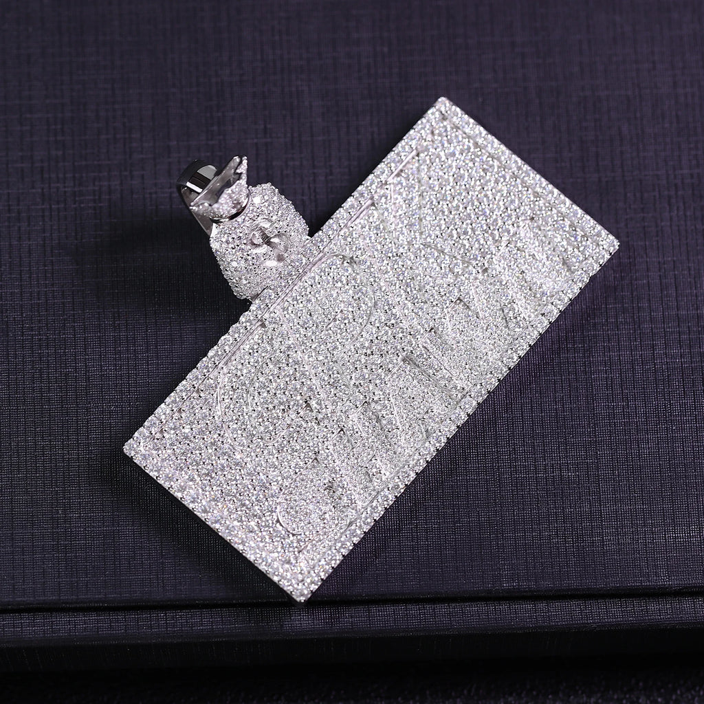Provence Hip Hop Baguette Name Plate Pendant 925 Silver DEF/VS Lab diamonds 3D Bling Iced Letter Chain Pendant Size Custom