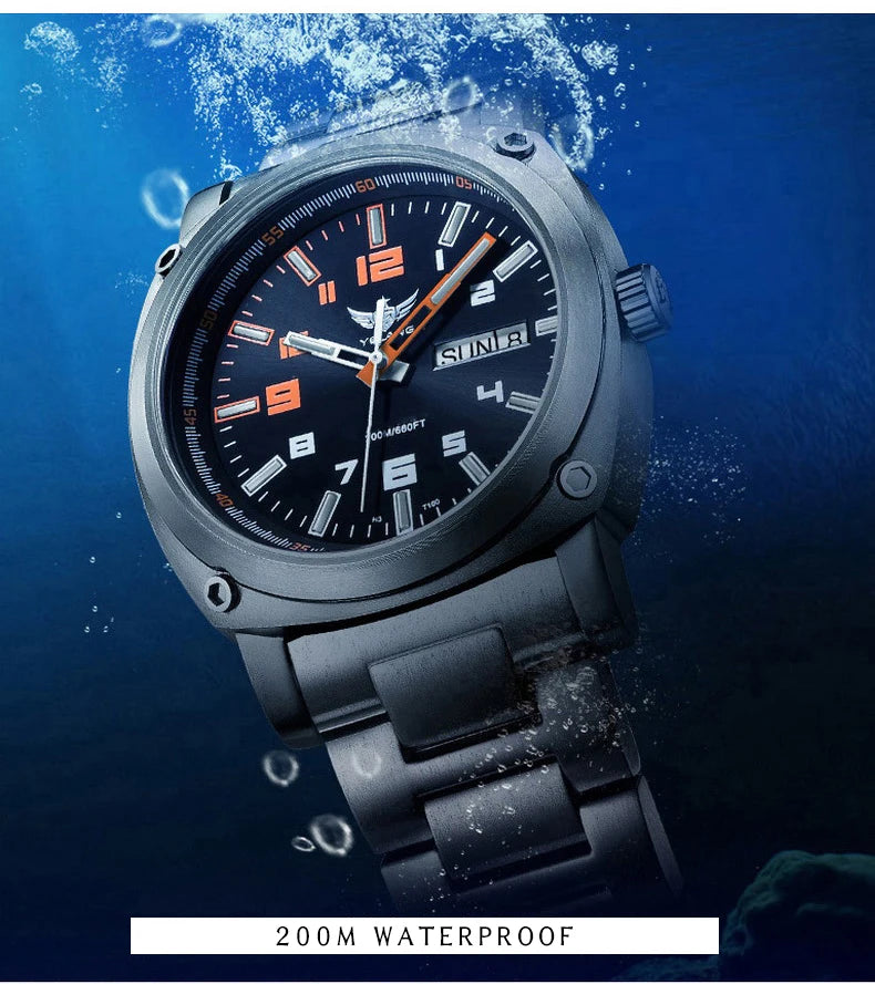 YELANG Men Automatic Watches Titanium Alloy Case H3 T100 Gas SelfLuminous 200M Waterproof Mechanical Wristwatch Sapphire V3.4