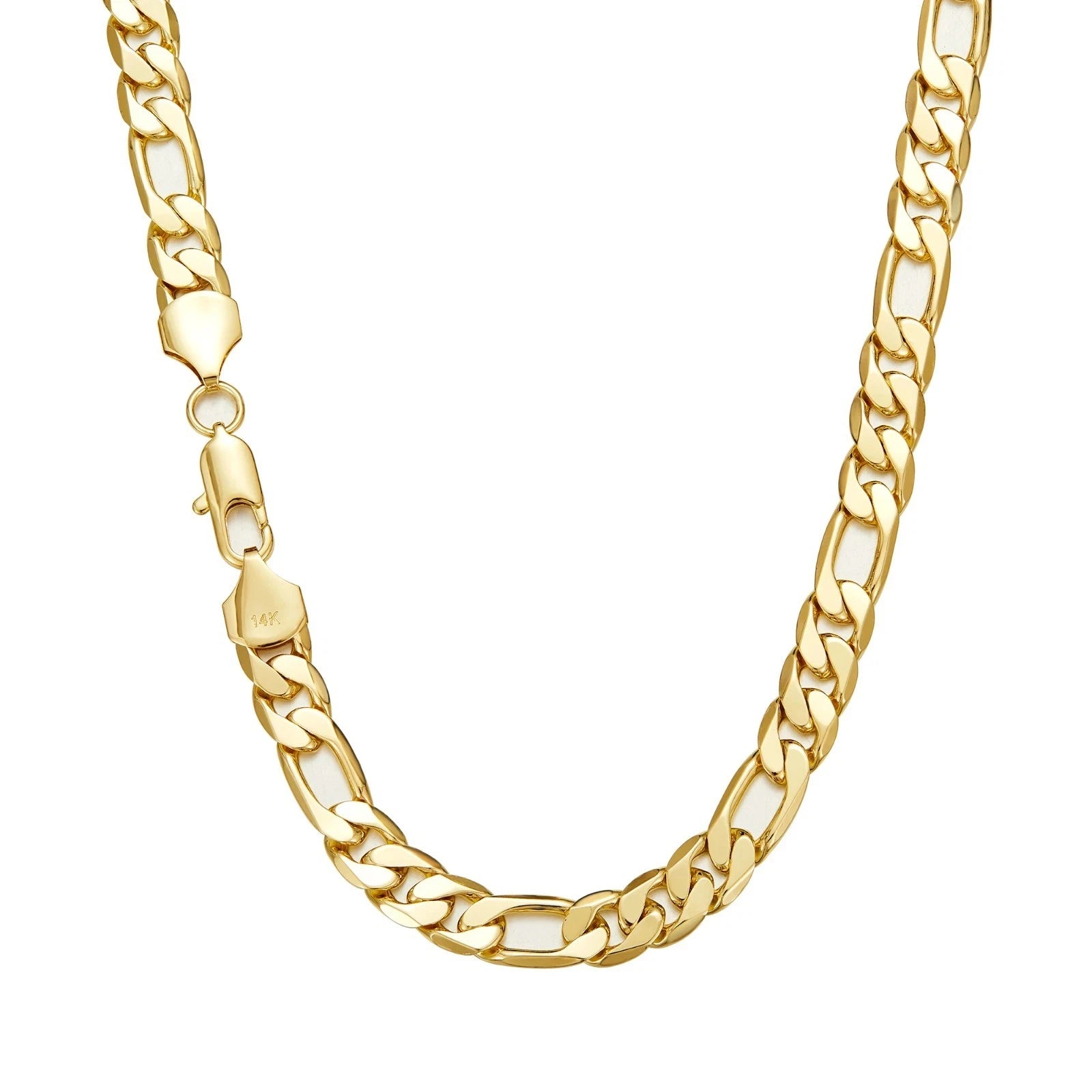 2.5-10mm Figaro Stainless Steel 14K Gold Plated Link Chain Necklace Fashion Women Men's Hip Hop Rock Jewelry