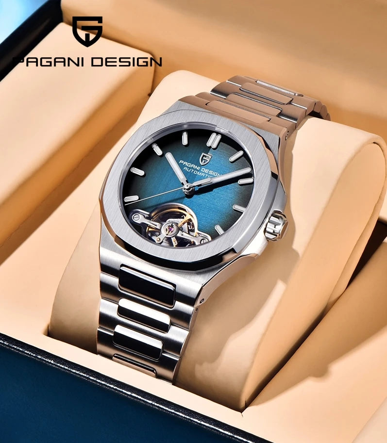 PAGANI DESIGN PD-YS025 New Automatic Men's Watch Full Stainless Steel Mechanical Wrist Watch for Men, Sapphire Dial Glass