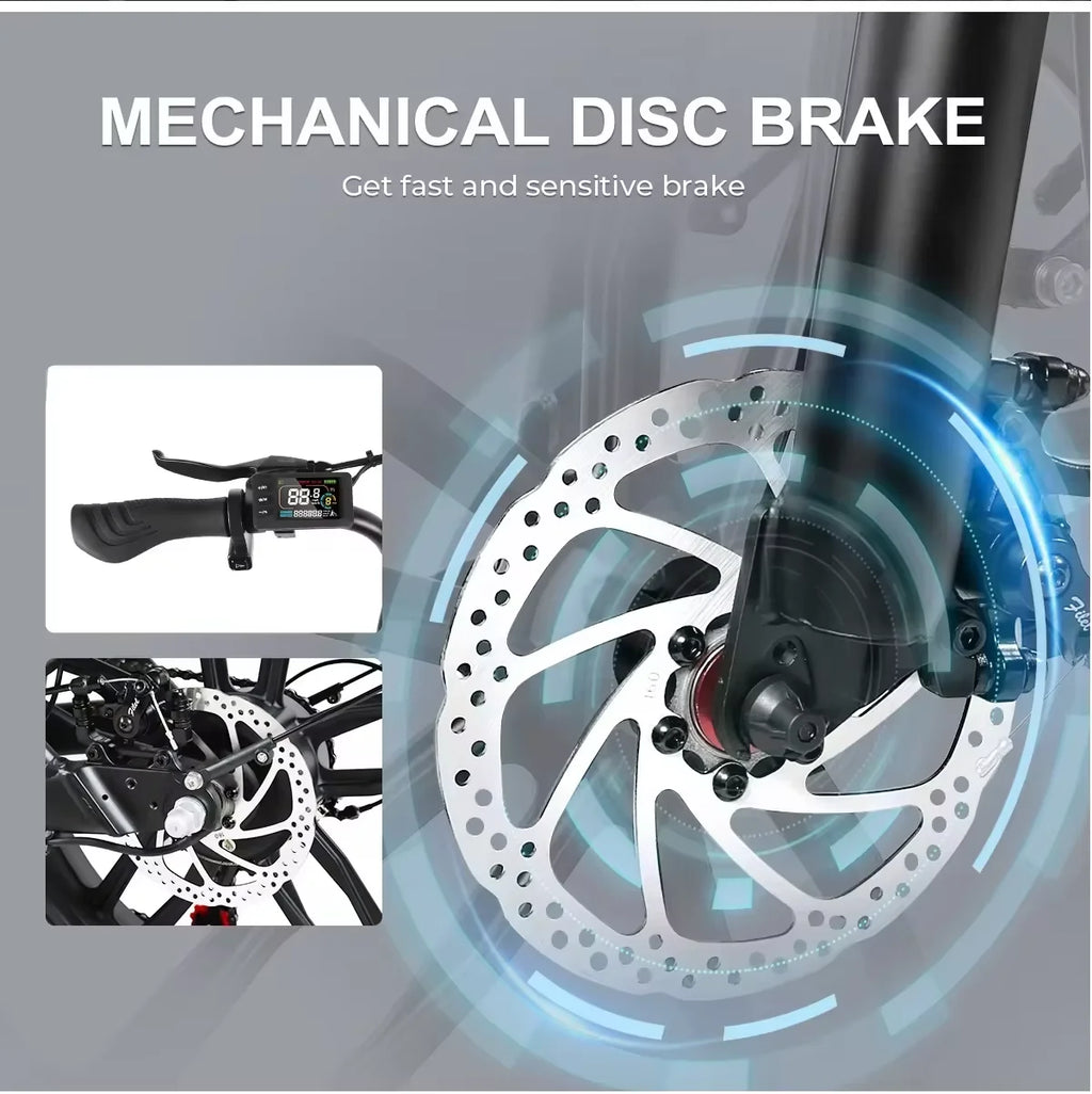 Folding E-bike 500W Brushless Motor 36V13AH Battery Electric Bike Alluminum Alloy All Terrain 20*4Inch Fat Tire Electric Bicycle