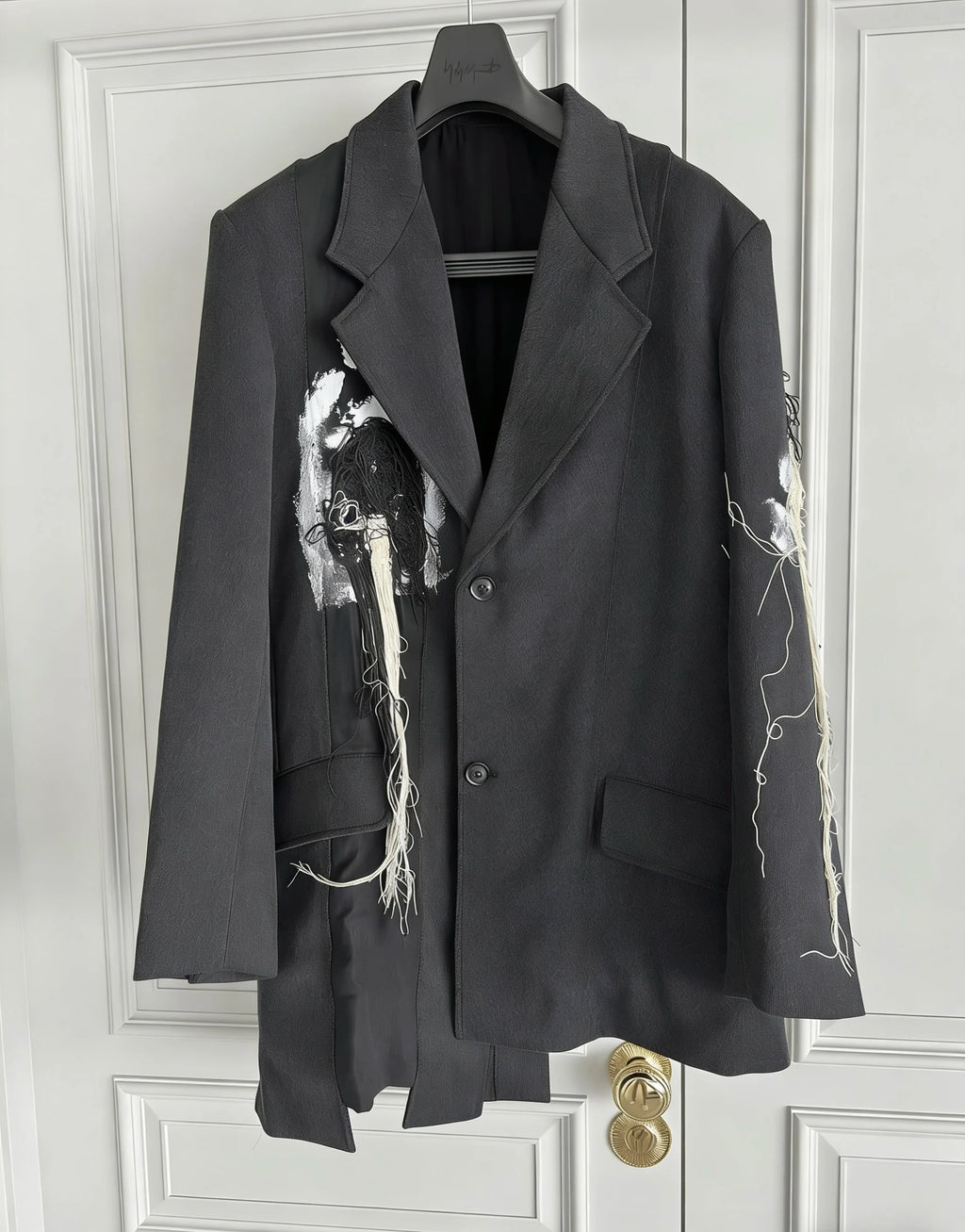 TOP-YAMAMOTO original design hand-embroidered, painted and thickened woolen patchwork suit