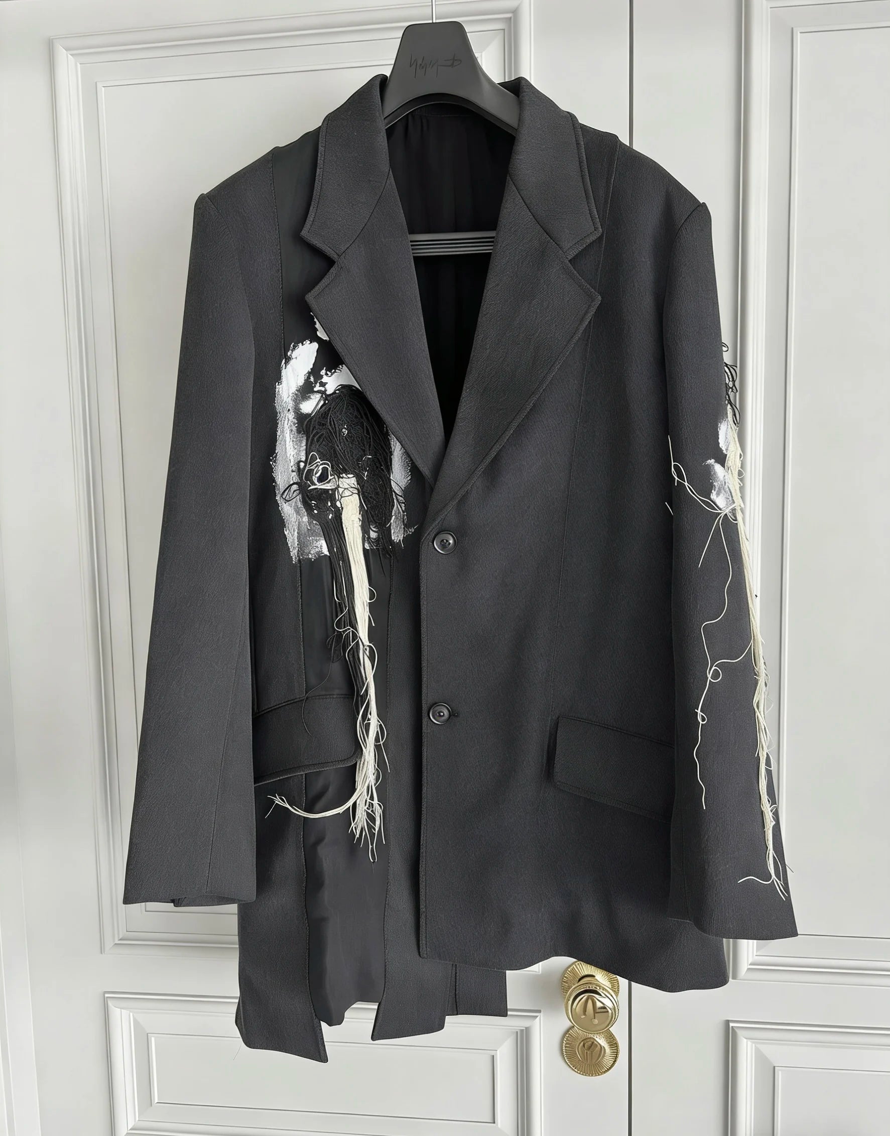 TOP-YAMAMOTO original design hand-embroidered, painted and thickened woolen patchwork suit